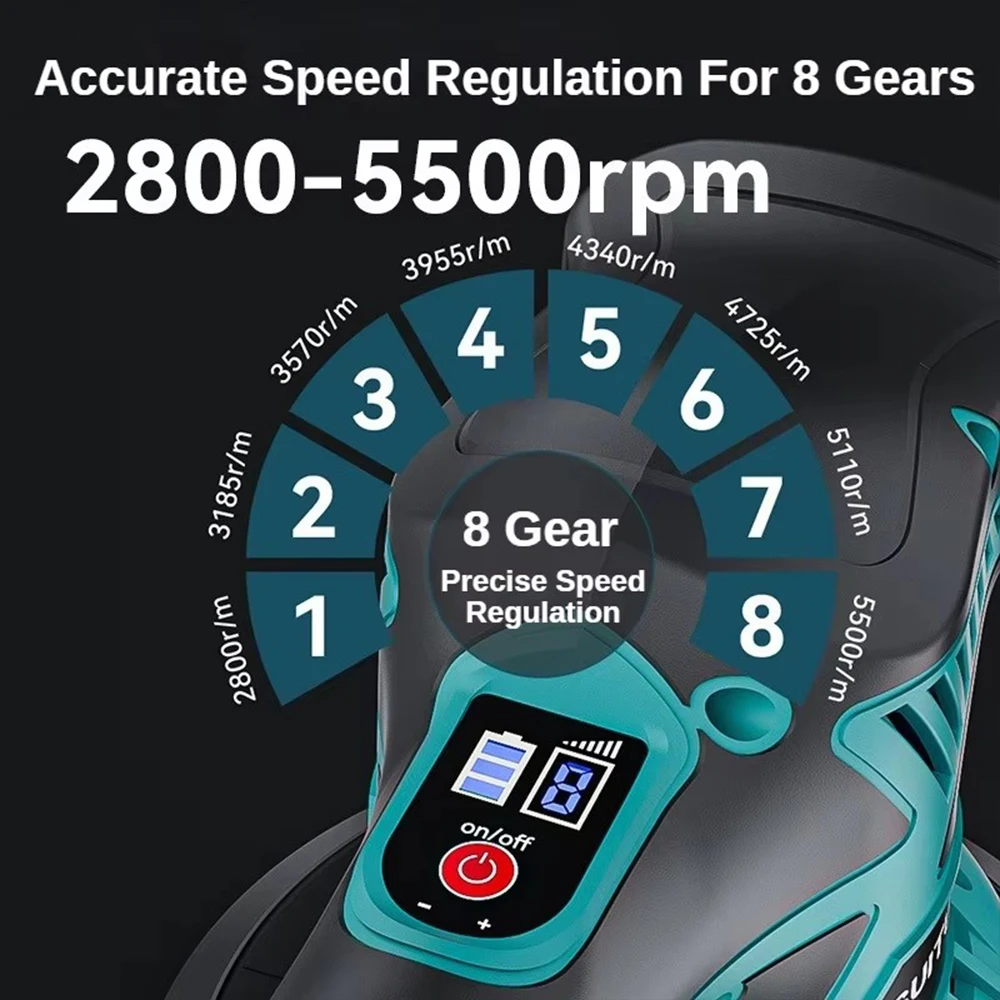5500RPM Cordless Polisher 8 Gears Rechargeable Car Polishing Machine Electric Rotary Tool For Makita 21V Battery 3