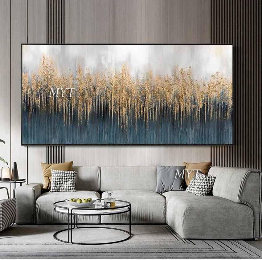 

Abstract New Gold Foil Rice Ear Pure Hand-painted Knife Painting Canvas Oil Painting Office Living Room Simple Decoration