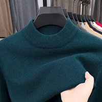 Pull en tricot demi-col roulé pour homme, sweat-shirt à col montant, couleur unie, de marque, décontracté, nouvelle collection automne/hiver 1