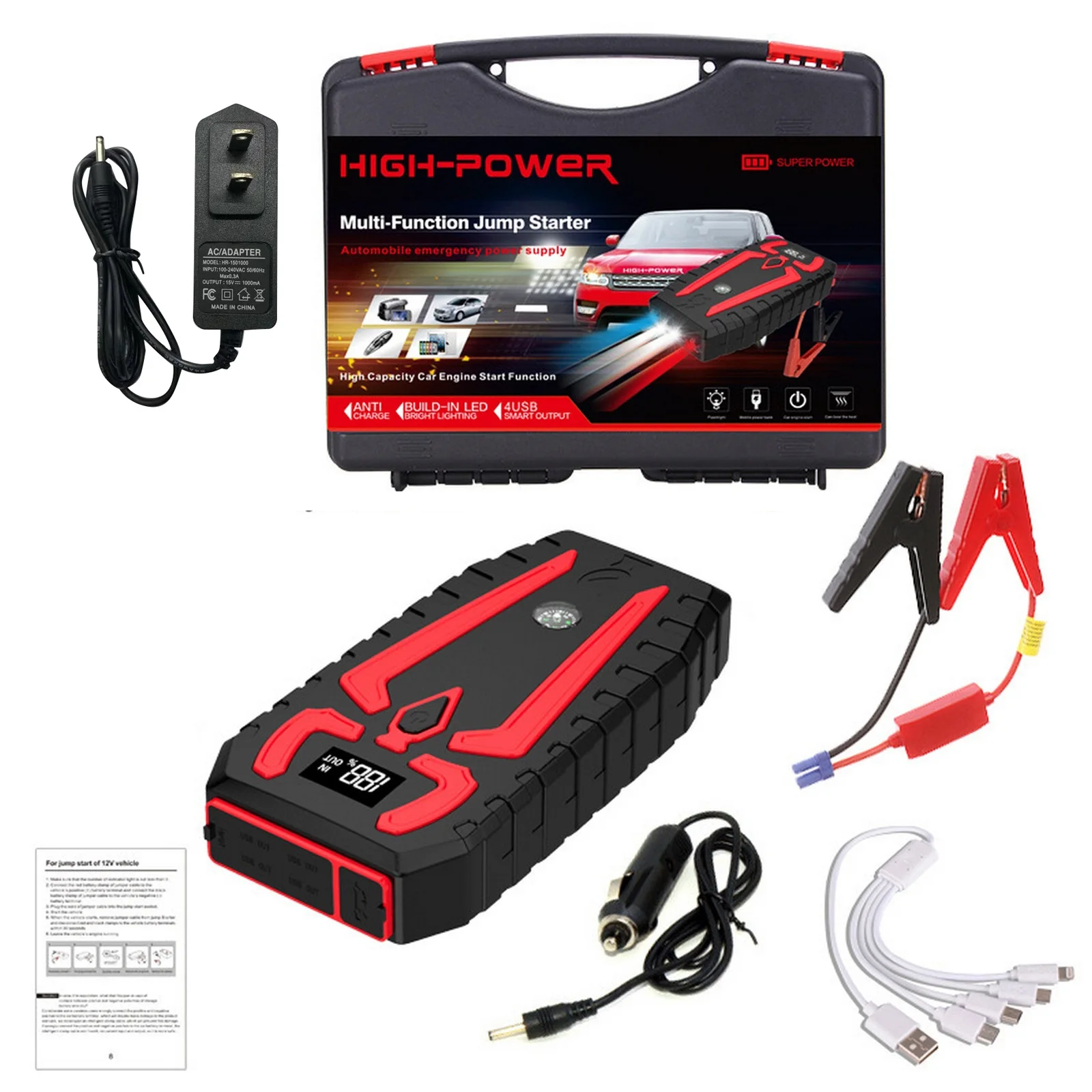 Car Jump Starter Starting Device Battery Power Bank 28000mah