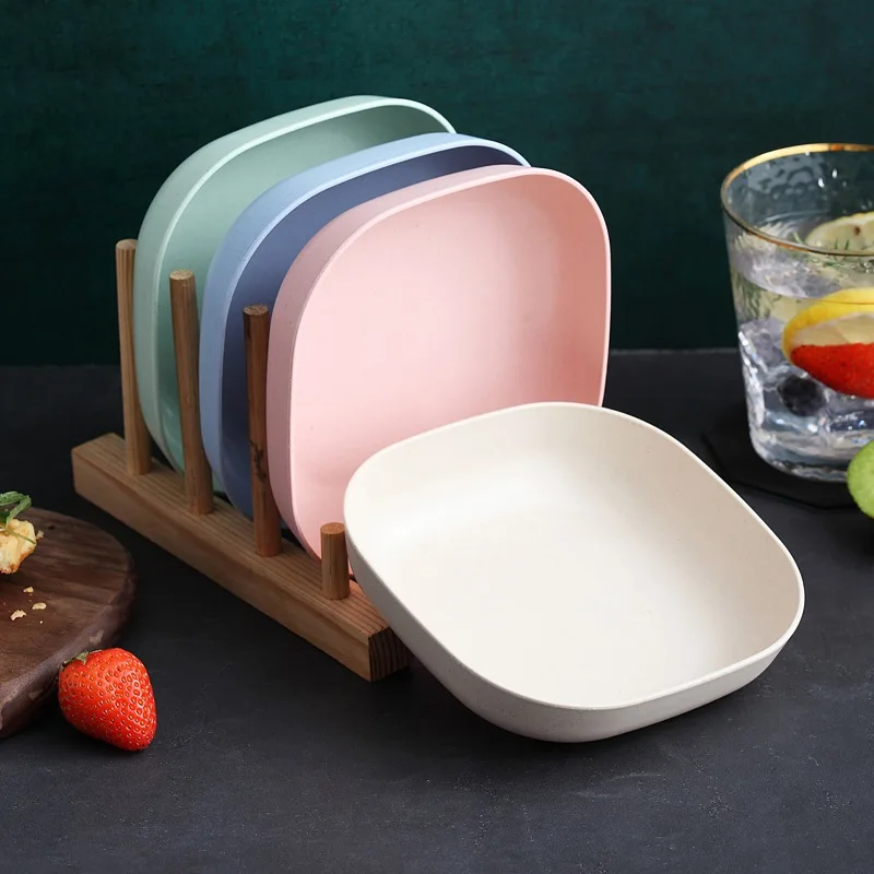 Wheat Straw Plate Set For Kids Round Dishes Unbreakable Lightweight Dessert Dinner Plates Home Picnic Fruit Snack Salad