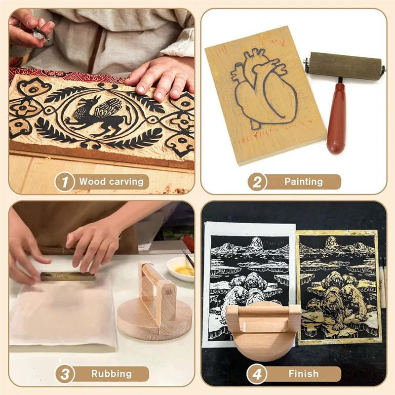 HGFLE-2 팩 Baren 판화용, 편안한 사용을 위해, 블록 인쇄, Linocut, Crafting, Scrapbooking에 이상적