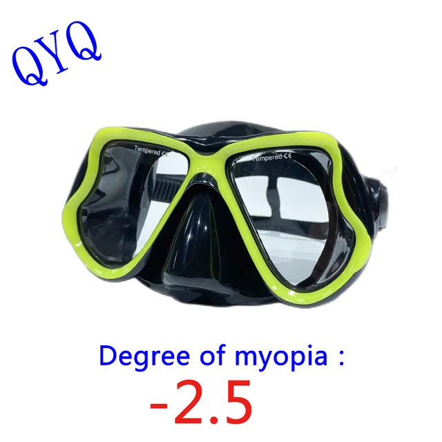 QYQ máscara de esnórquel para adultos, gafas de buceo miopes ópticas, se puede ajustar con máscara de buceo miope