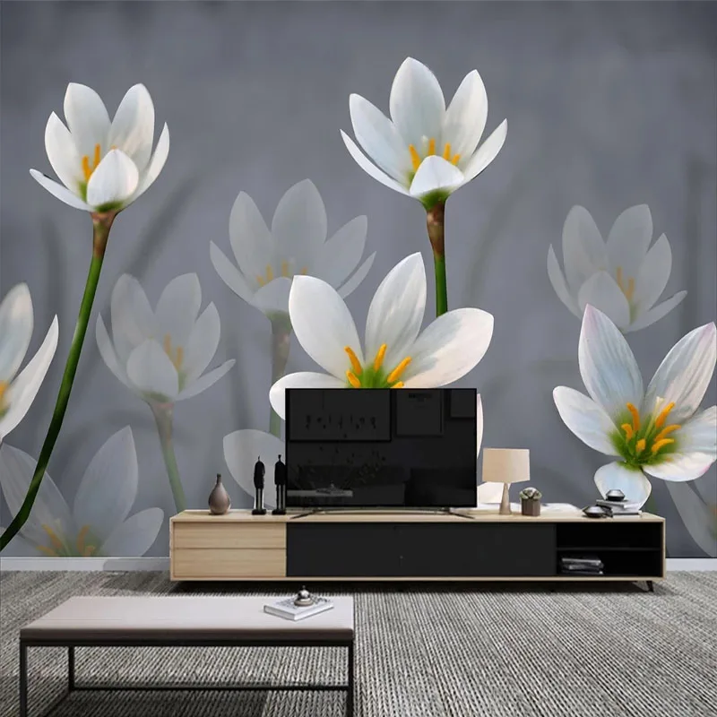 Custom 3D Mural Wallpaper Beautiful Modern Minimalist Onion Orchid Background Wall Decorative Painting Papel De Parede Home Déco