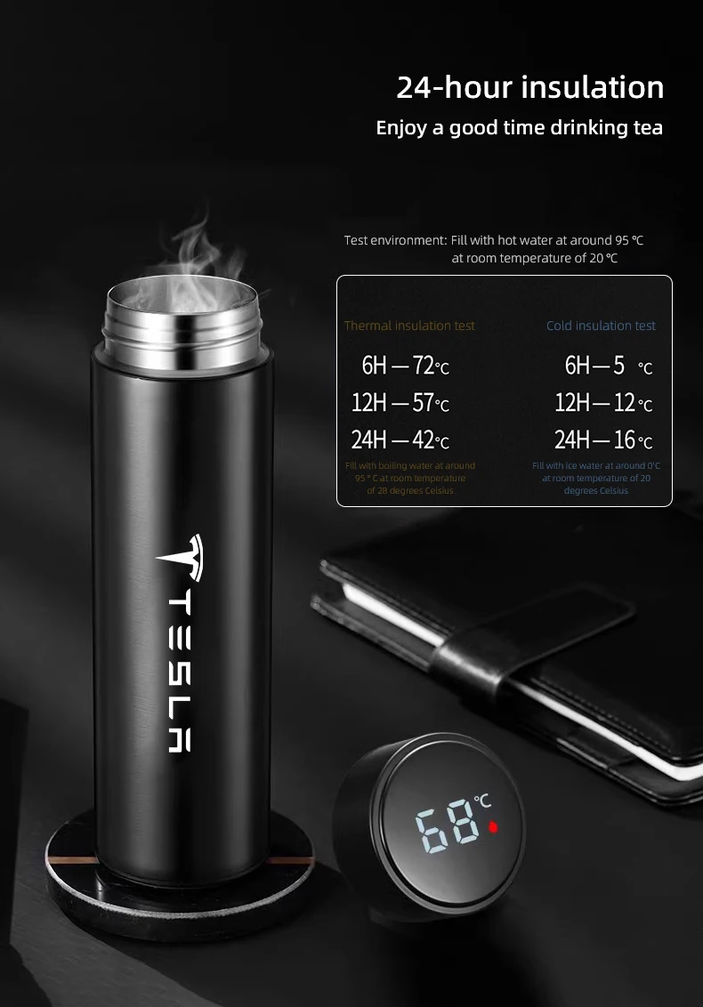 Coffee thermos leak proof car vacuum bottle travel portable thermos cup For Tesla Model 3 Y S X Cybertruck Juguete Roadster