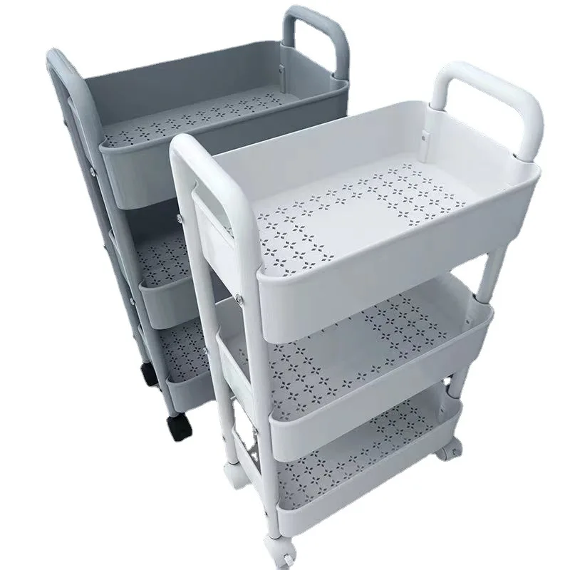 Trolley Storage Rack Floor Kitchen Bathroom Mobile Snack Shelf Bathroom Multi-Tier Storage Rack Bedroom