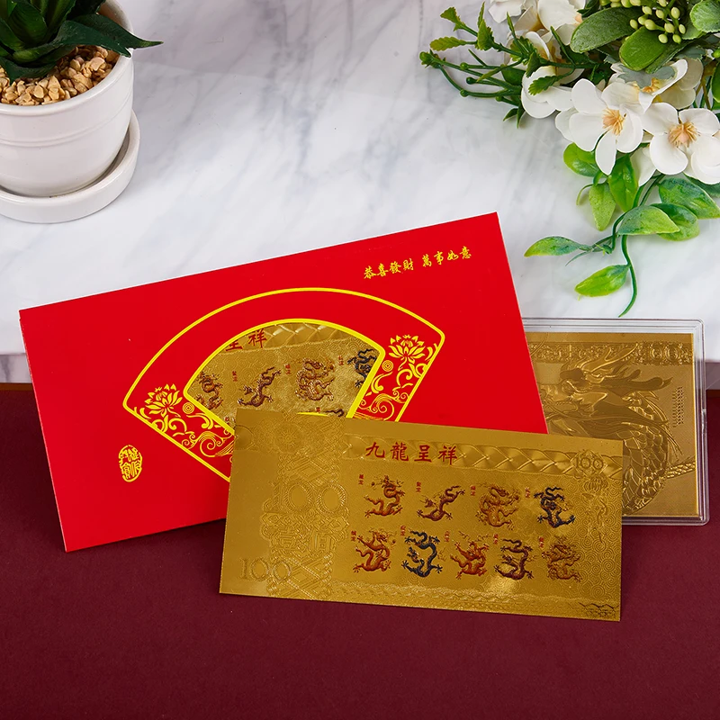 Commemorative Coin Gold Plated Banknote Commemorative Banknotes 1Pc Dragon Year Note Coin Gold Plated Celebrating Commemorative Notes For Collection Home Decor Lucky Bag Guest Gift Crafts