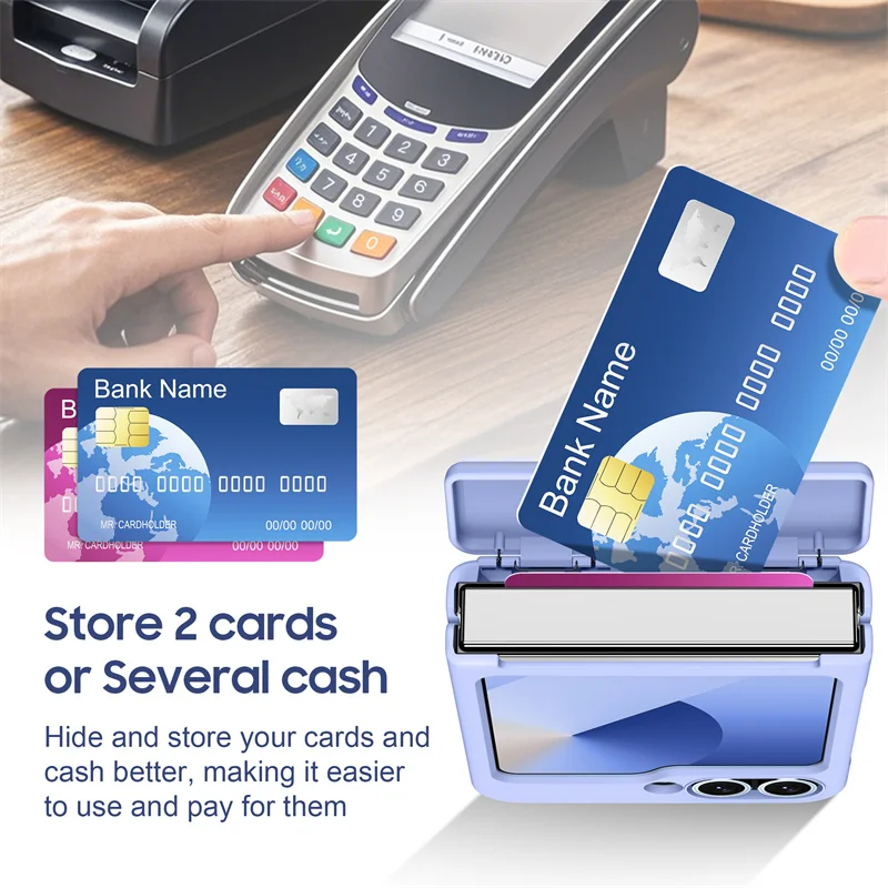 Premium Shockproof Credit Card Holder Phone Case with Ring Grip Hinge Protection - Durable Hard PC Cover