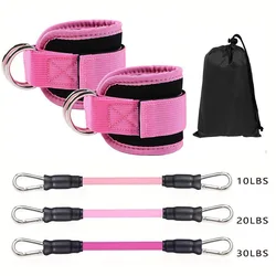 Enhanced Ankle Straps Resistance Bands Set for Fitness Workouts and Yoga Exercises (6pcs All Pink)