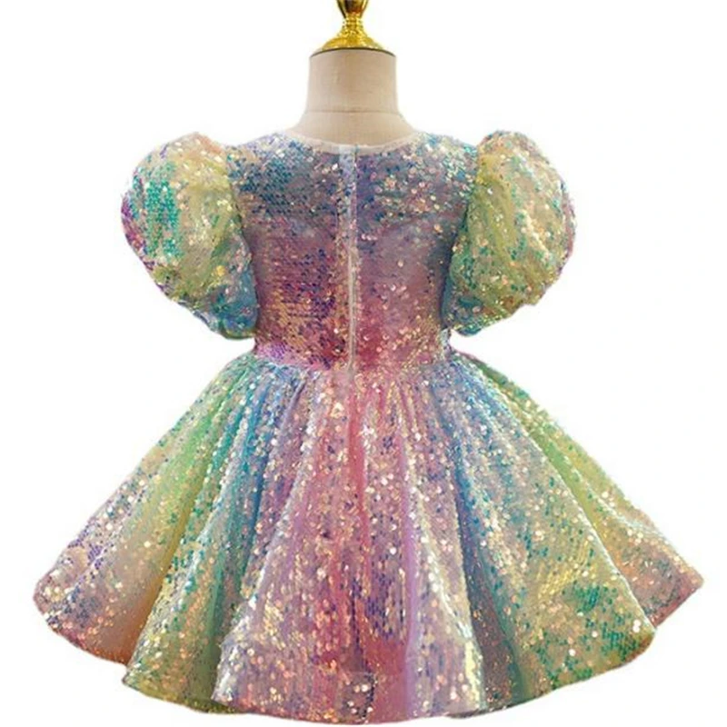 sequin-puff-sleeve-short-sleeve-baby-dress-dress-party-fashion-casual-cute-girls