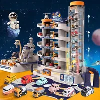 Adventure Track Car Space Rocket Combination Toy Link Parking Building Toy Automobile Electric Rail Adventure Car Kids Toy Gift