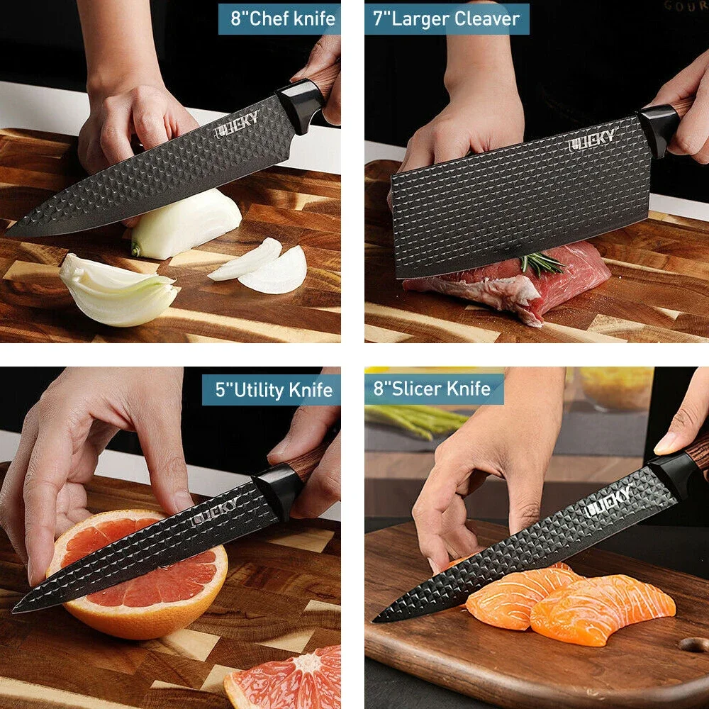 Gift case kitchen knife set stainless steel forged chef knife scissors ceramic peeler carving paring cleaver kitchen tools kitchen knives fruit vegetable peeler
