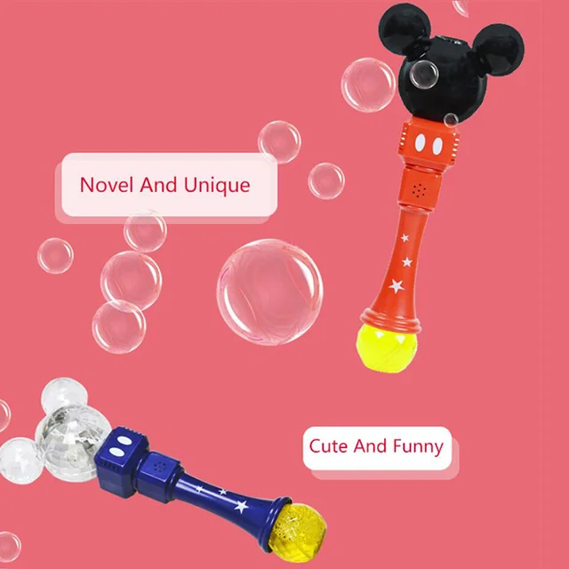 Disney New Cartoon Minnie Bubble Machine Electric Bubble Stick Toy Mickey Mouse Boys Girls Party Children Toys Birthday Gift 3