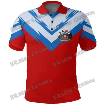 Polo da uomo con stemma stampato in 3D del Cile, Costa Rica ed El Salvador, polo estiva casual unisex a maniche corte POP14