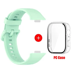 Silicone Watchband with PC Case and Screen Protector for Huawei Watch Fit3 - Replacement Accessories (3 Mint transparent)