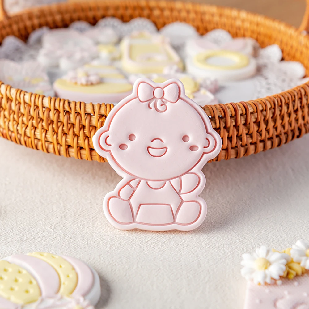 Girl Baby Shower Cake Decorating Tools Cookie Stamp Embosser Biscuit Cutter Fondant Sugarcraft Cookie Cutters Mold Cake Mould cookie cutter baking mold cookie mould cookie printing mold fondant cutter baking decorating tools cookie maker press kit cake lace mold pastry cutter