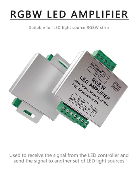 Amplificatore Segnale RGBW 4CH In Alluminio - Per Controller LED, Supporta PWM DC12V/24V | Estensione E Potenziamento Luci - Foto 2