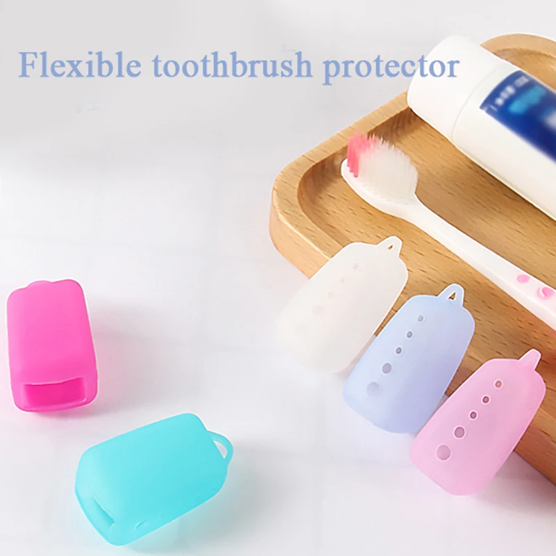 5PCS Silicone Portable Toothbrush Head Covers For Travel Hiking Camping Toothbrush Box Brush Cap Case Support Bathroom Accessory toothbrush covers,toothbrush case,toothbrush storage box