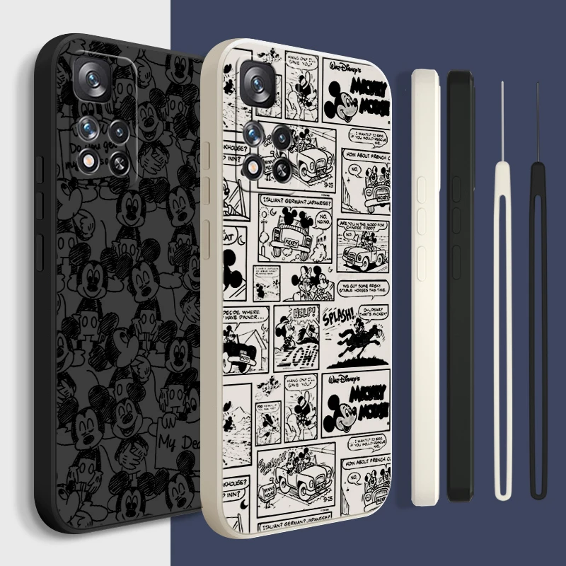 

Disney Mickey Minnie For Xiaomi Redmi Note 12 11T 11S 11E 10S 10T 10 9S 9T 8 Pro Plus Lite Liquid Rope Phone Case