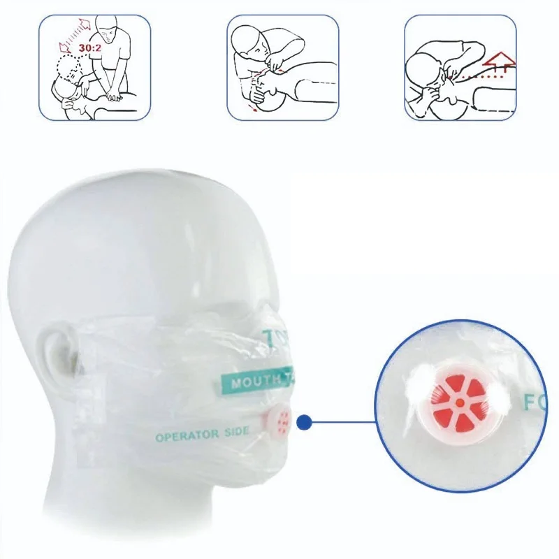 

Outdoor Survival Disposable CPR Breathing Mask Counterpart First Aid Artificial Respiration Isolation Film Kit Camping Equipment