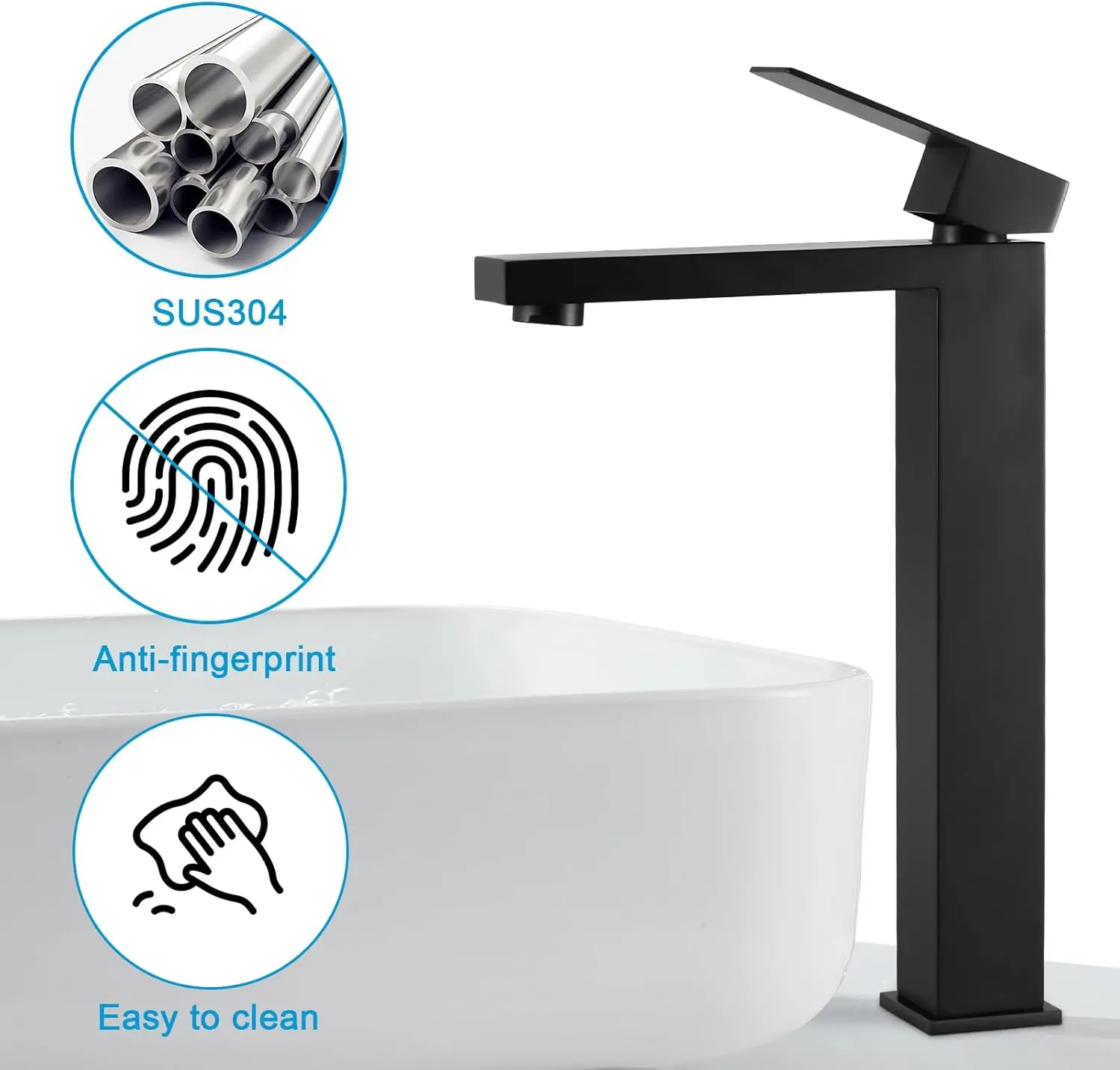 Waschtischarmatur Moderne Badezimmer-Mischbatterie 360° ° Drehbarer Einhand-Waschtischmischer für Warm- und Kaltwasser für Badezimmer und Küche – Detail 3