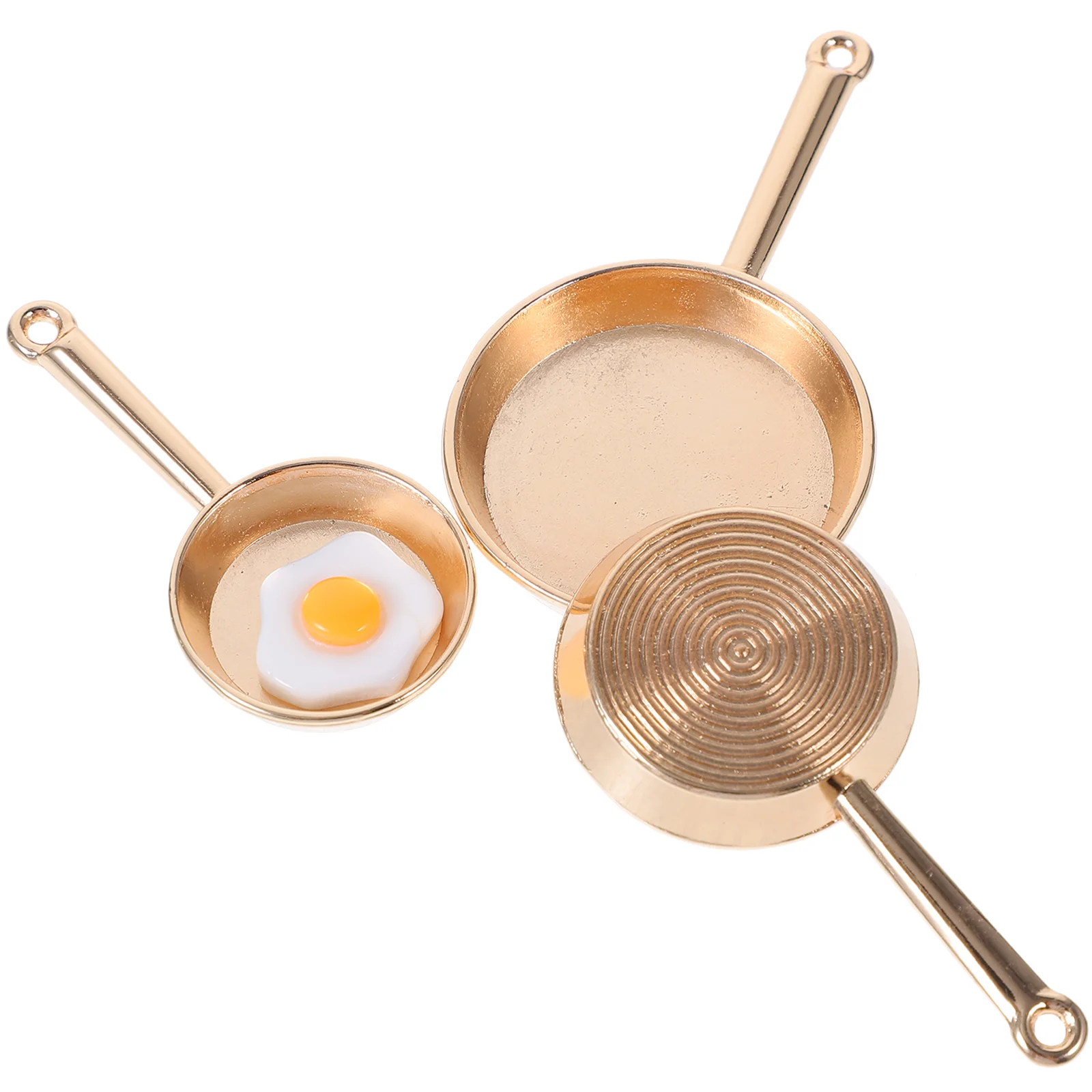 

The House Adorable Mini Pan Ornaments Miniature Pots Cooking Utensils Playing Simulation Pans Iron Frying Models Child Toys