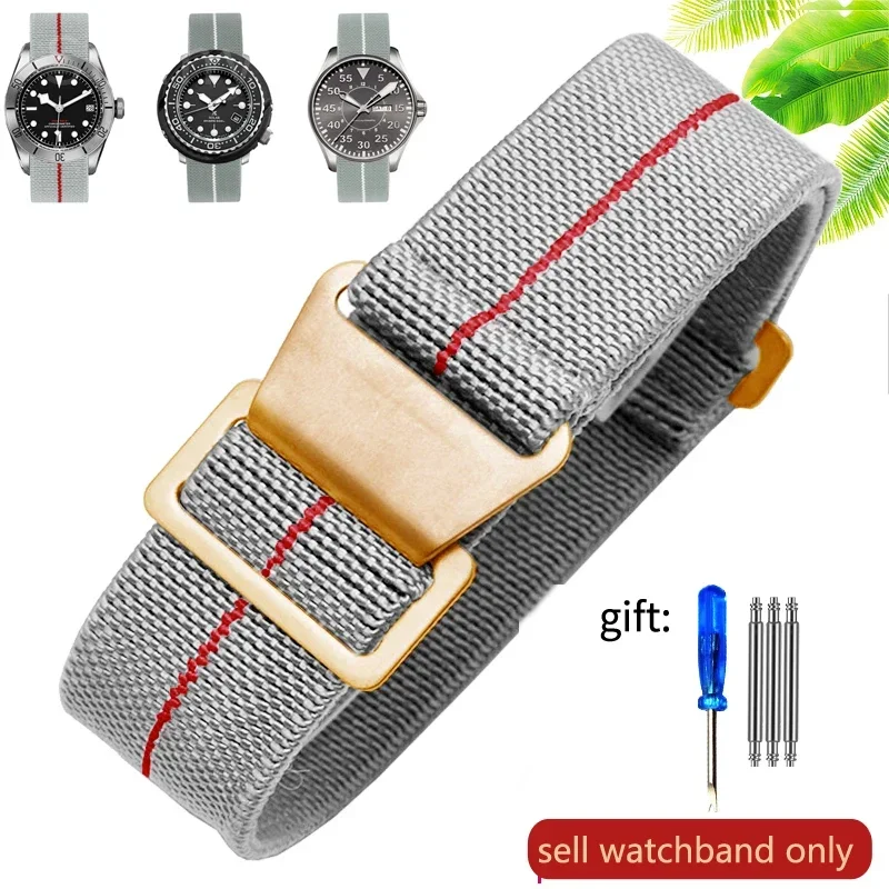 Vintage-Style French Parachute Elastic Nylon Watch Strap – Universal Men's Smartwatch Wristband (Classic 60s Inspired Design)