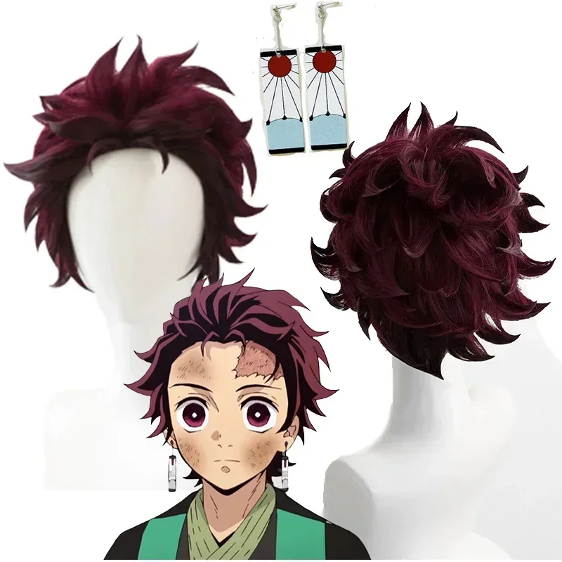 Anime Dämonentöter Dämonentöter Dämonentöter: Kimetsu no Yaiba Tanjiro Kamado Kinderspion Synthetische Perücken Buch RT Kastanje Brown Heat Resistant Haar Pruiken – Detail 5