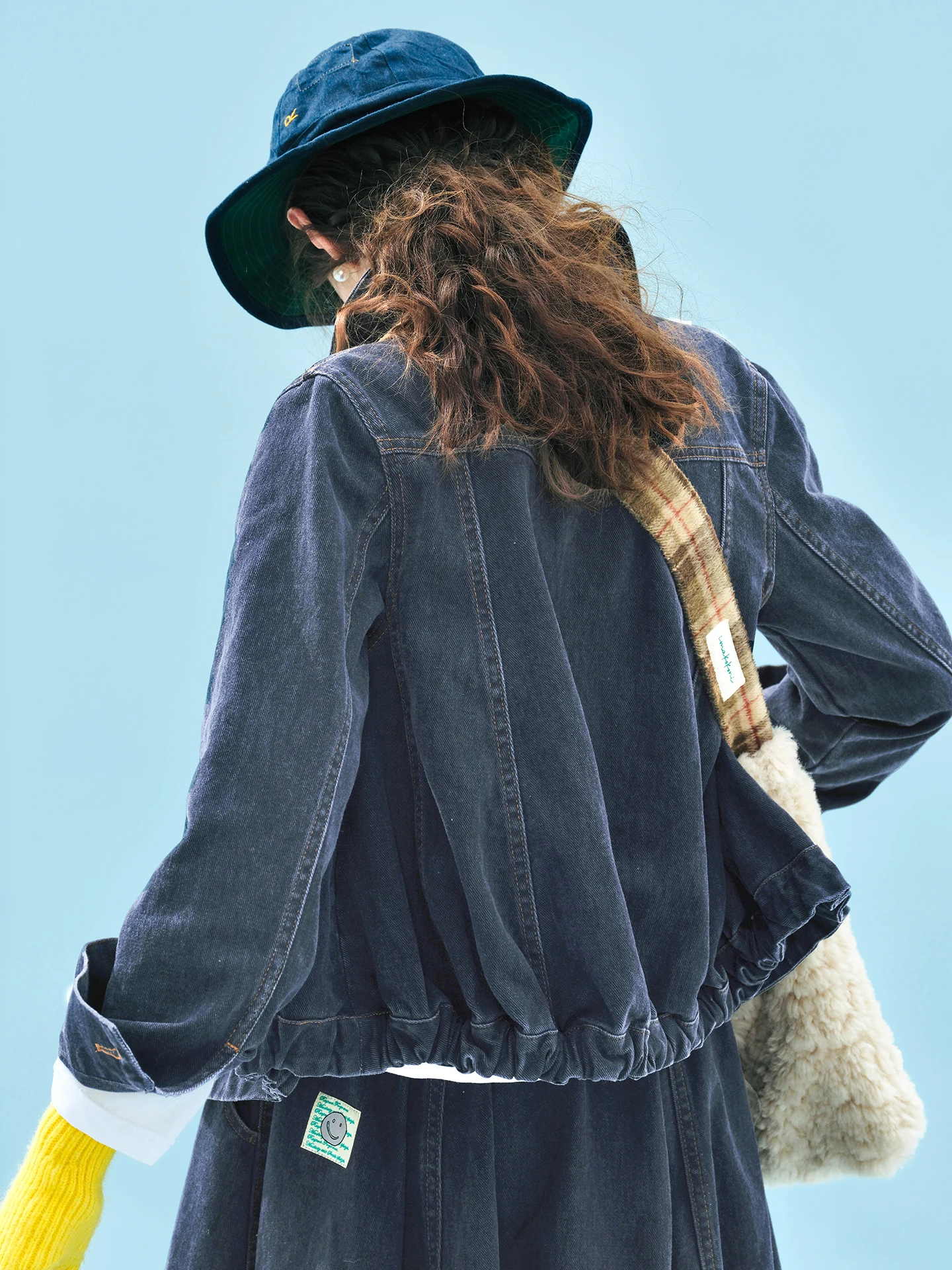 Female clothing women's jackets for woman Dark‑Blue Cropped Denim Coat Loose‑Fit Button‑Up Casual Daily Ladies Outerwear Jacket