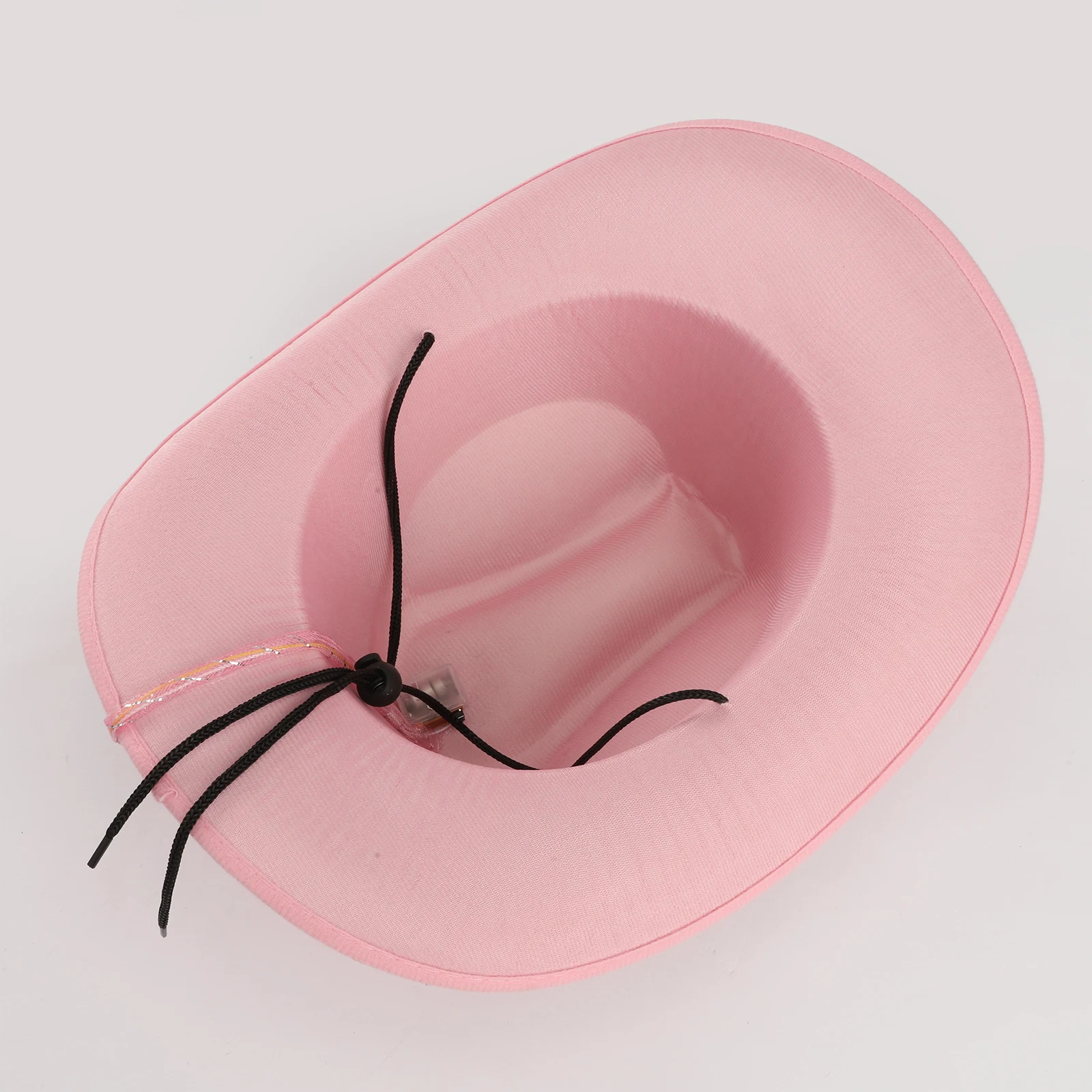 Mens LED Light Up Western Cowboy Hat Adjustable Drawstring Shiny Sequin Flashing Lights Sun Hat Cowboy Halloween Party