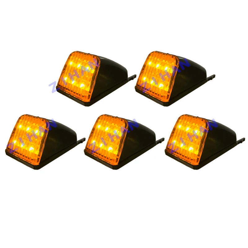 5Pcs LED Cab Marker Lights For Volvo VNL VNM 2003-2020 - Amber Lens, 6 LEDs Each, 12V, Roof Running Lights
