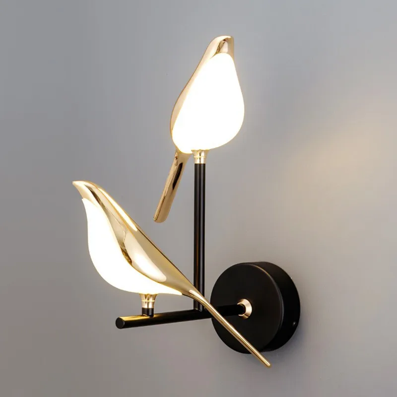 

Nordic Style LED Wall Lamp Art Magpie Bird Home Decor Bedroom Bedside Parlor Background Decoration Sconce Indoor Lighting
