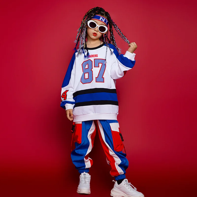 

Fashion Children's Jazz Hip Hop Dance Costumes Streetwear Sports Teenage Boys Girls T-shirt Cargo Pant Tracksuit Boutique Clothe