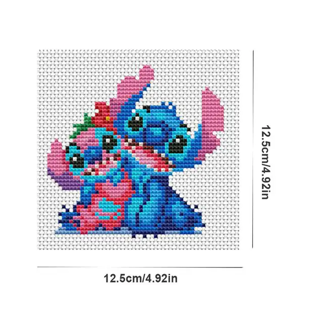 Disney 16 pièces MINI broderie dessin animé Lilo et point ange 11CT ensemble de toile imprimée Kit de point de croix coeur cadeaux de saint valentin 2