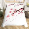 Cherry Blossoms Bedding Set Japanese Style Theme Pink Comforter Cover Set Printed Duvet Cover with Zipper Couple, Twin Size 2