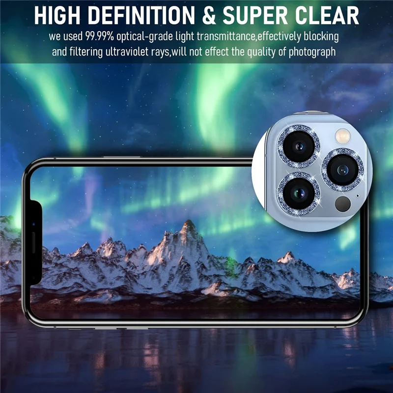 Enhanced Metal Ring Glass Camera Lens Protector, Premium Phone Cover Accessory