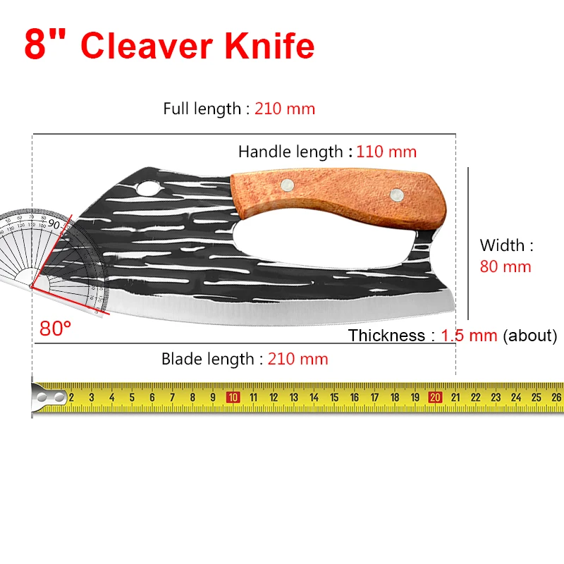 Utility Knife Meat Cleaver Chopping Kitchen Knives Wood Handle Chef Tools