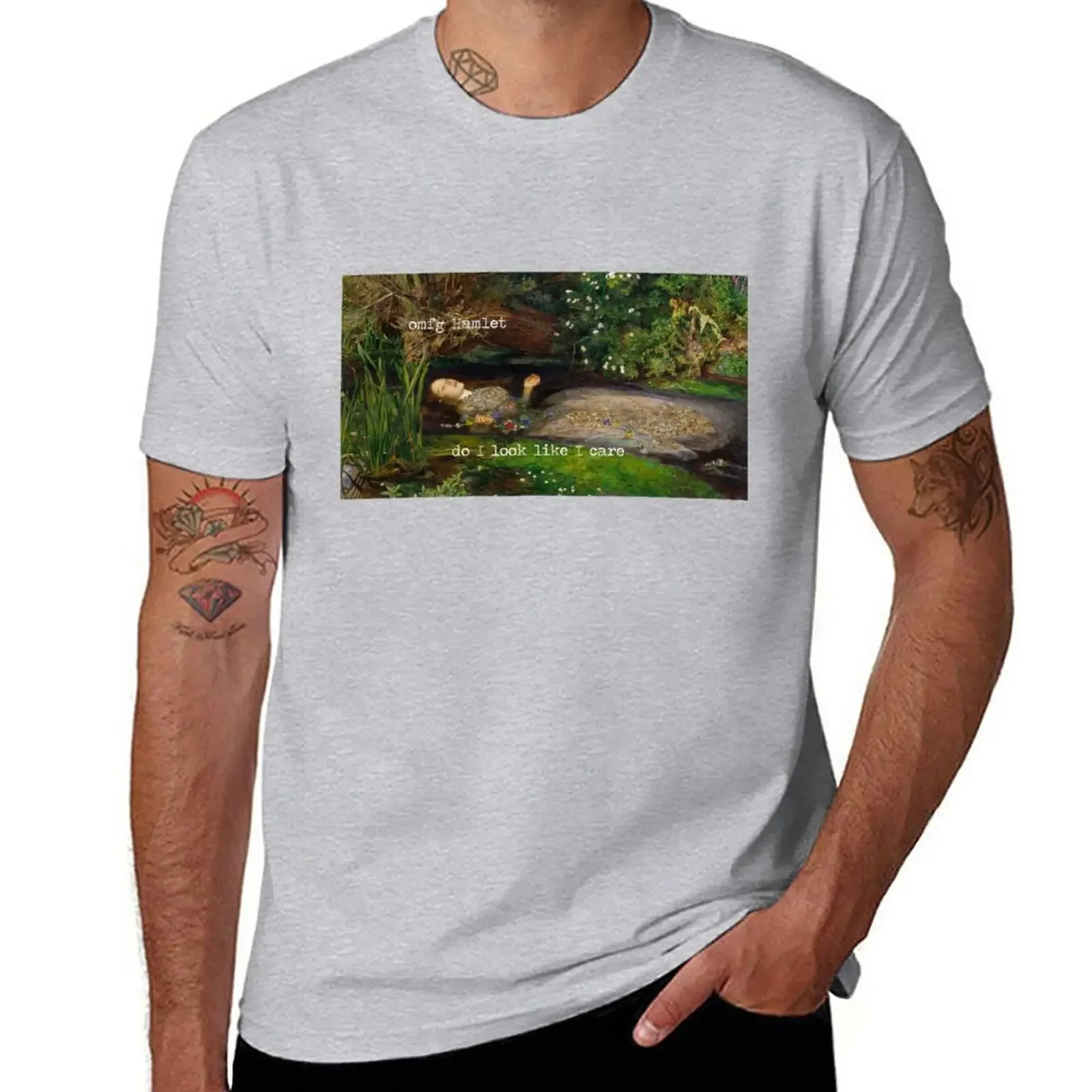 

Hamlet, do I look like I care T-Shirt customs for a boy oversized Men's cotton t-shirt