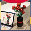 Creative Red Rose Vase Plants Model Building Blocks Moc Romantic Classic Flowers Bouquet Potted Bricks Toys Valentine's Day Gift 2