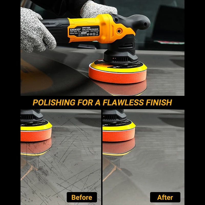 Dual Action Car Polisher Buffer 6 Speed Random Orbital Polish Kit