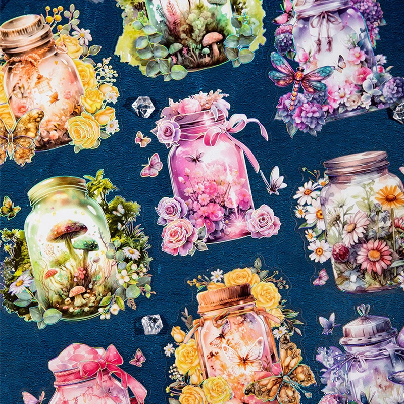 

10 Pcs/pack Big Size Flowers Fragrant Bottle Waterproof Decorative Stickers