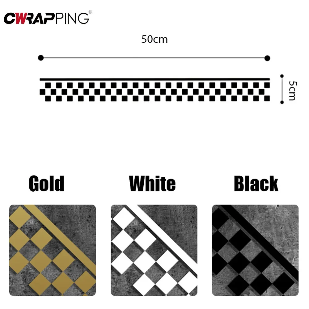 Adesivi per auto da 50 cm Adesivi per decalcomanie a strisce a quadretti Decalcomanie per parafango per moto Adesivo decorativo per accessori per moto per auto - immagine 6