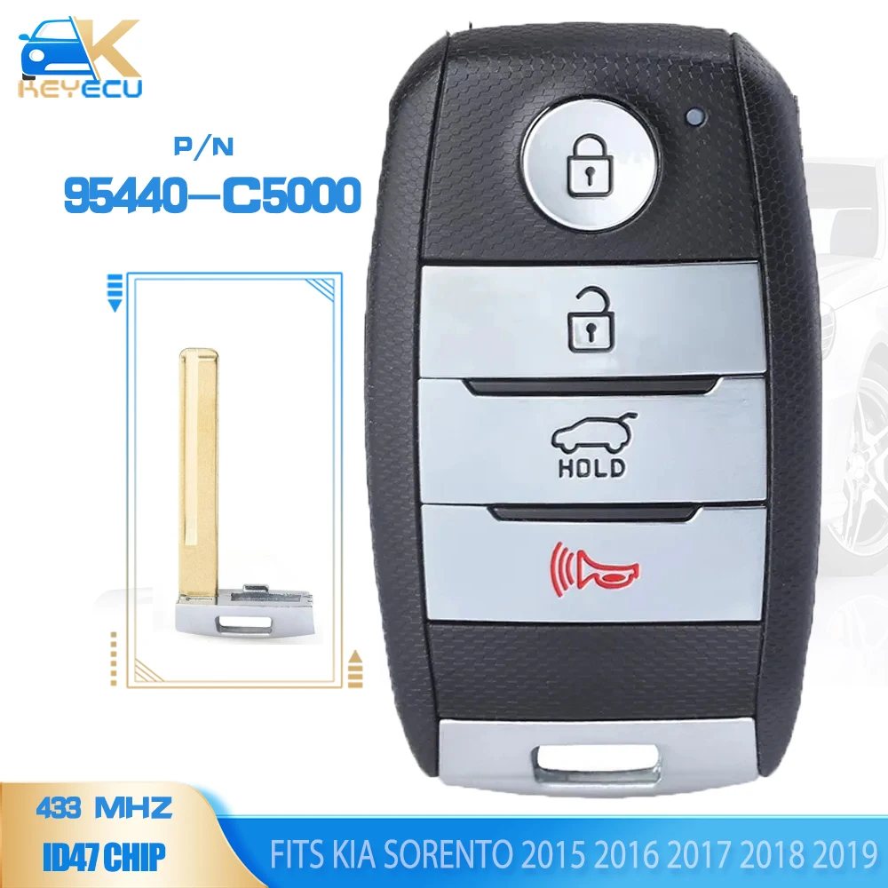 KEYECU 95440-C5000 Keyless-Go FSK 433MHz NCF2971X / HITAG 3 / ID47 Smart Remote Key for Kia Sorento 2015 2016 2017 2018 2019
