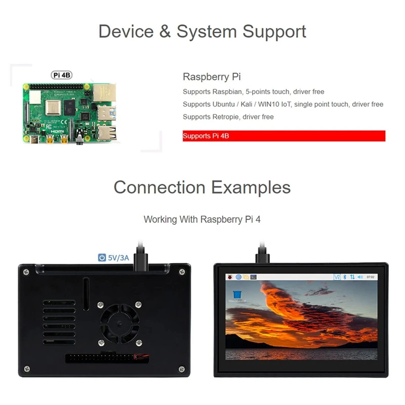 Waveshare 4.3 ġ DSI LCD ÷ 󽺺  4B, 800X480 뷮  ġ ũ MIPI DSI ÷