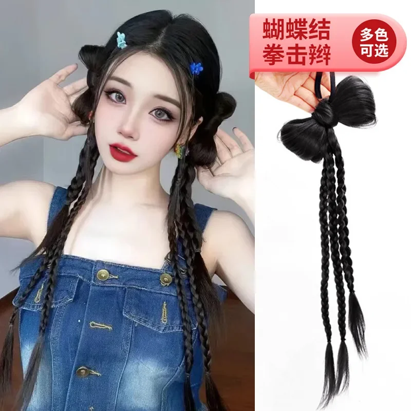 

Wig with Y2k Twist Boxing Braid Fake Braid Children Ponytail Web Red Millennial Spice Girl Stylish Personality