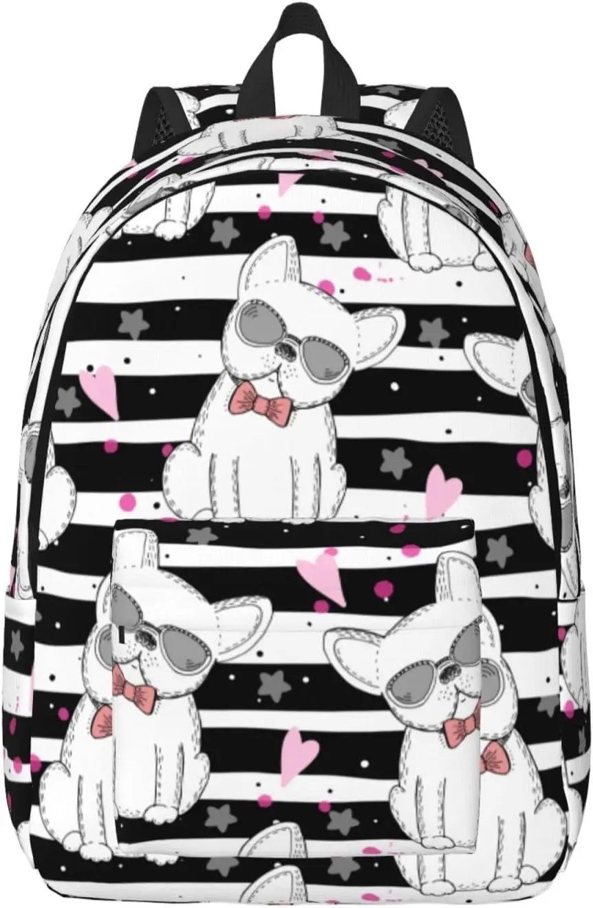 

Backpack Casual Lightweight French Bulldog With Glasses Laptop Backpack Men Women Travel Bag Outdoor Canvas Daypack