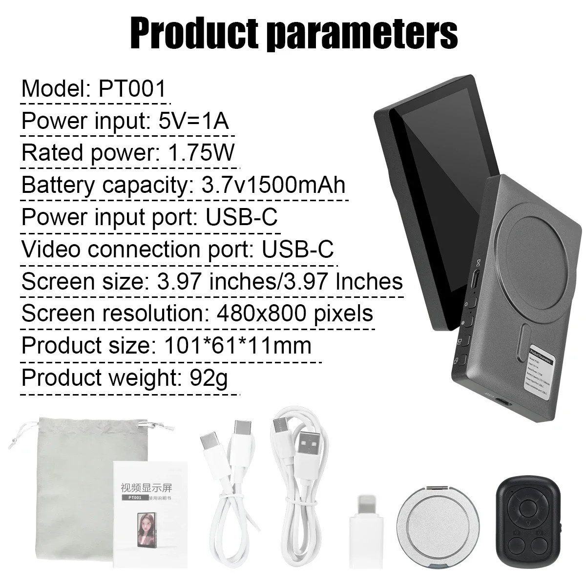 Wireless Magnetic Monitor Screen for Live Selfie Monitor Screen with Screen Mirroring Vlog Live Stream Selfie Monitor