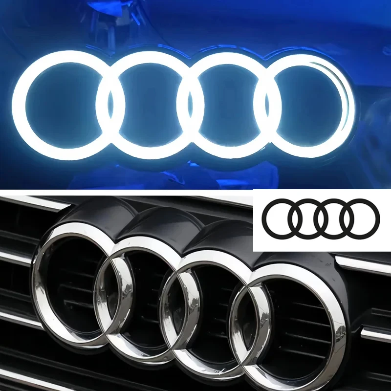 4 リングロゴライト車 LED グリル静的状態ライトブラックシルバー 