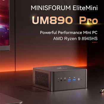MINISFORUM UM890 UM880 Pro Mini PC AMD Ryzen 9 8945HS 7 8845HS 2 * USB4.0 2 * DDR5 2 * PCIE4.0 Window 11 Mini Computer da gioco WiFi6 1