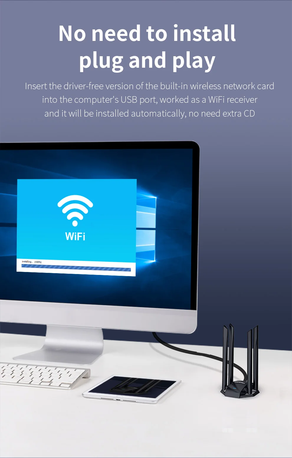 COMFAST 1300Mbps USB3.0 WiFi 어댑터 MT7612U 2.4G&5GHz 네트워크 카드 2*6dBi 안테나 어댑터 WiFi 1.2M 케이블 칼리 리눅스 윈도우
